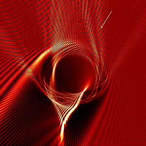 Animation of a wave scattering from a lens as the incident direction rotates